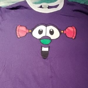 Purple Graphic Tee with Cartoon Design